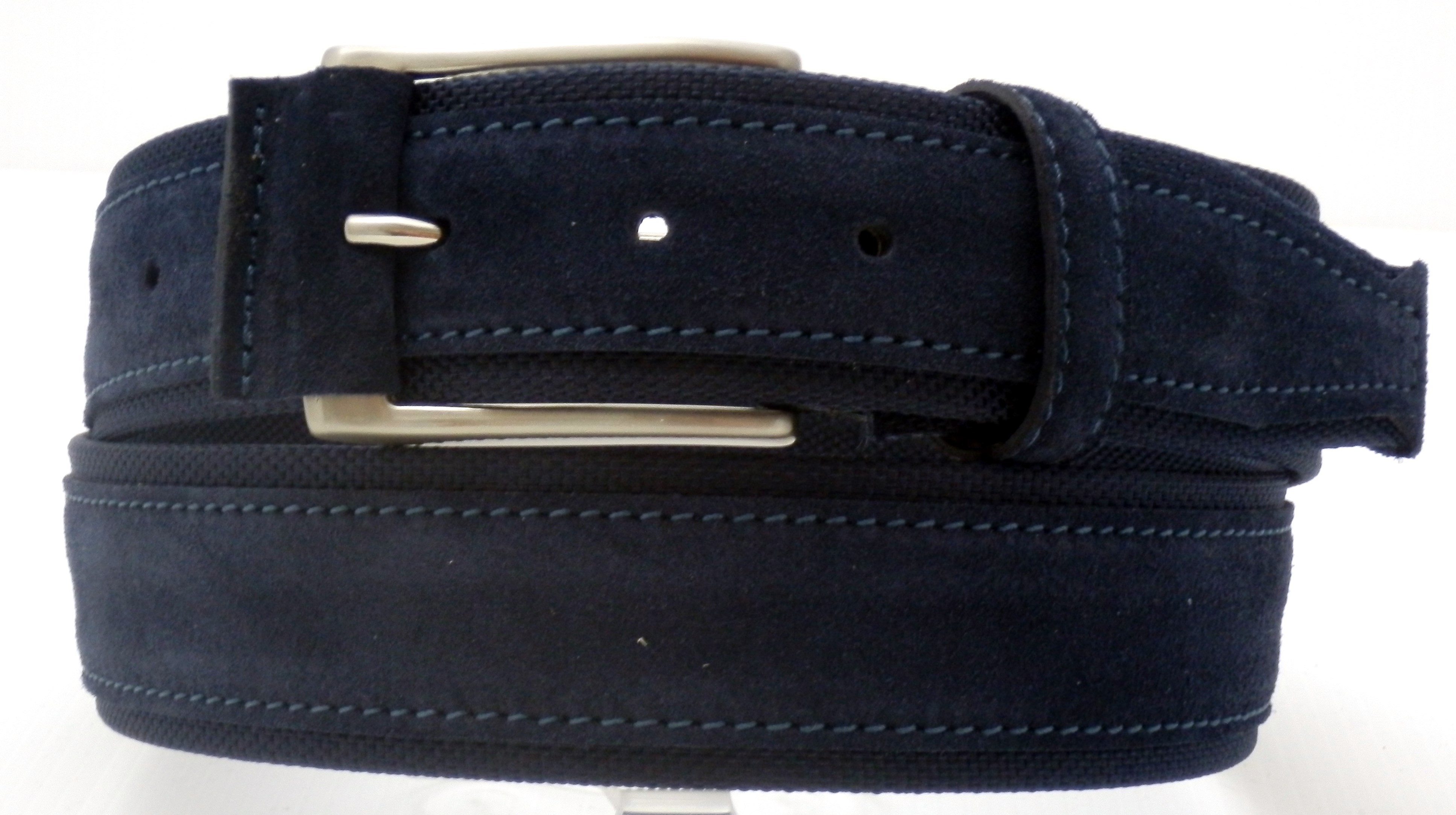 Cintura in tela + camoscio - Blu- mm 35
